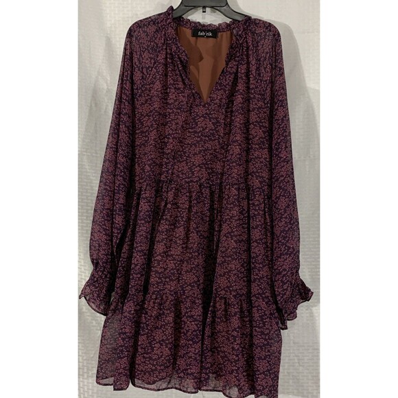 fab'rik Dresses & Skirts - Fab’rik Mini Tiered Dress Womens M Fall Long Sleeve Cute Chic Stylish Trending
